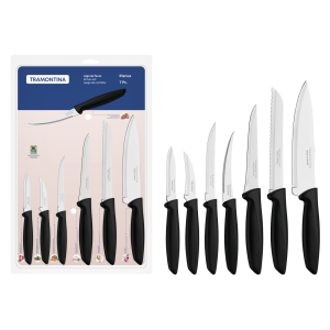 TRAMONTINA,JOGODEFACAS,7PCS,PLENUS,PRETO,SORTIDOS,LAMINAS,ACOINOX